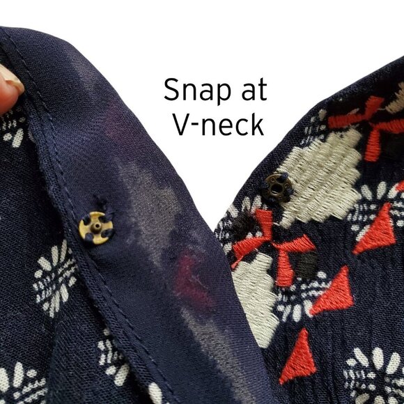 1. State Gypsy Night Embroidered Navy V-Neck High-Slit Wide-Leg Jumpsuit Size S - Picture 7 of 16